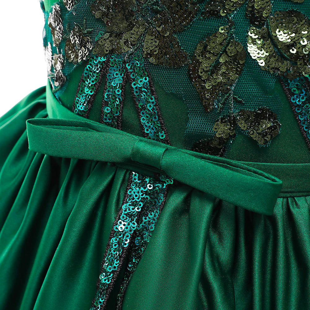 Girls Green Embellished Cotton Balloon Dress