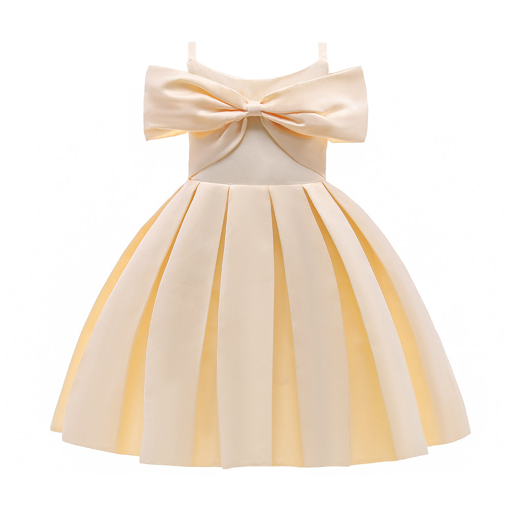 Girls Beige Shoulder Straps Fit & Flare Dress