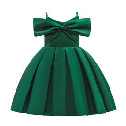 Girls Green Shoulder Straps Cold-Shoulder Fit & Flare Dress