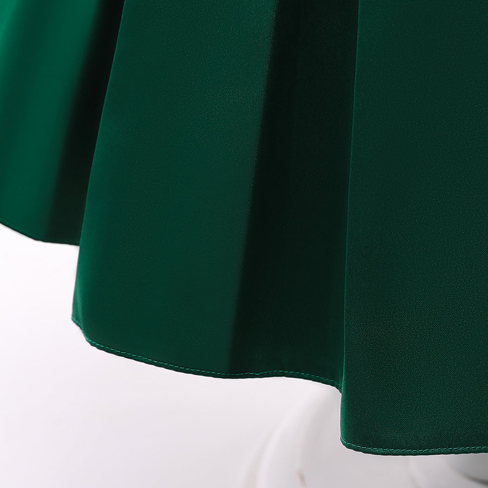 Girls Green Shoulder Straps Cold-Shoulder Fit & Flare Dress