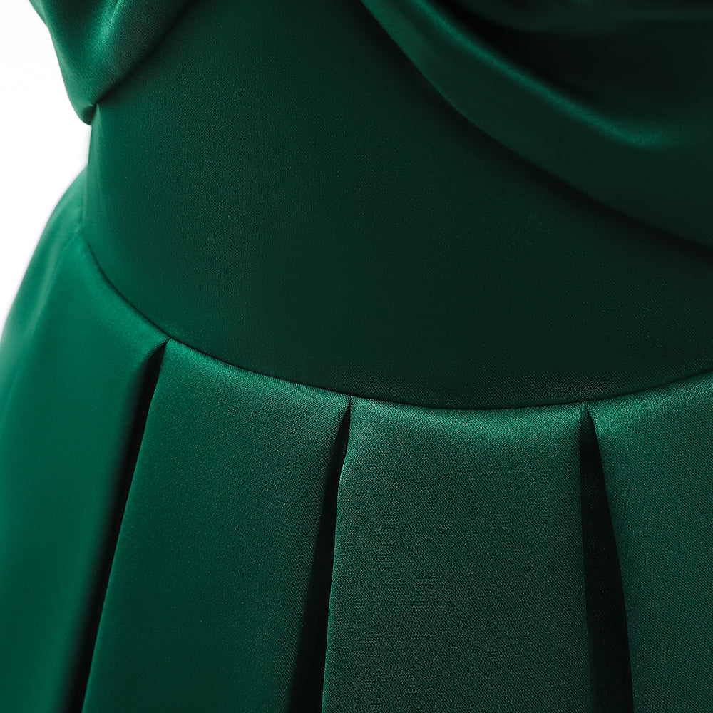 Girls Green Shoulder Straps Cold-Shoulder Fit & Flare Dress