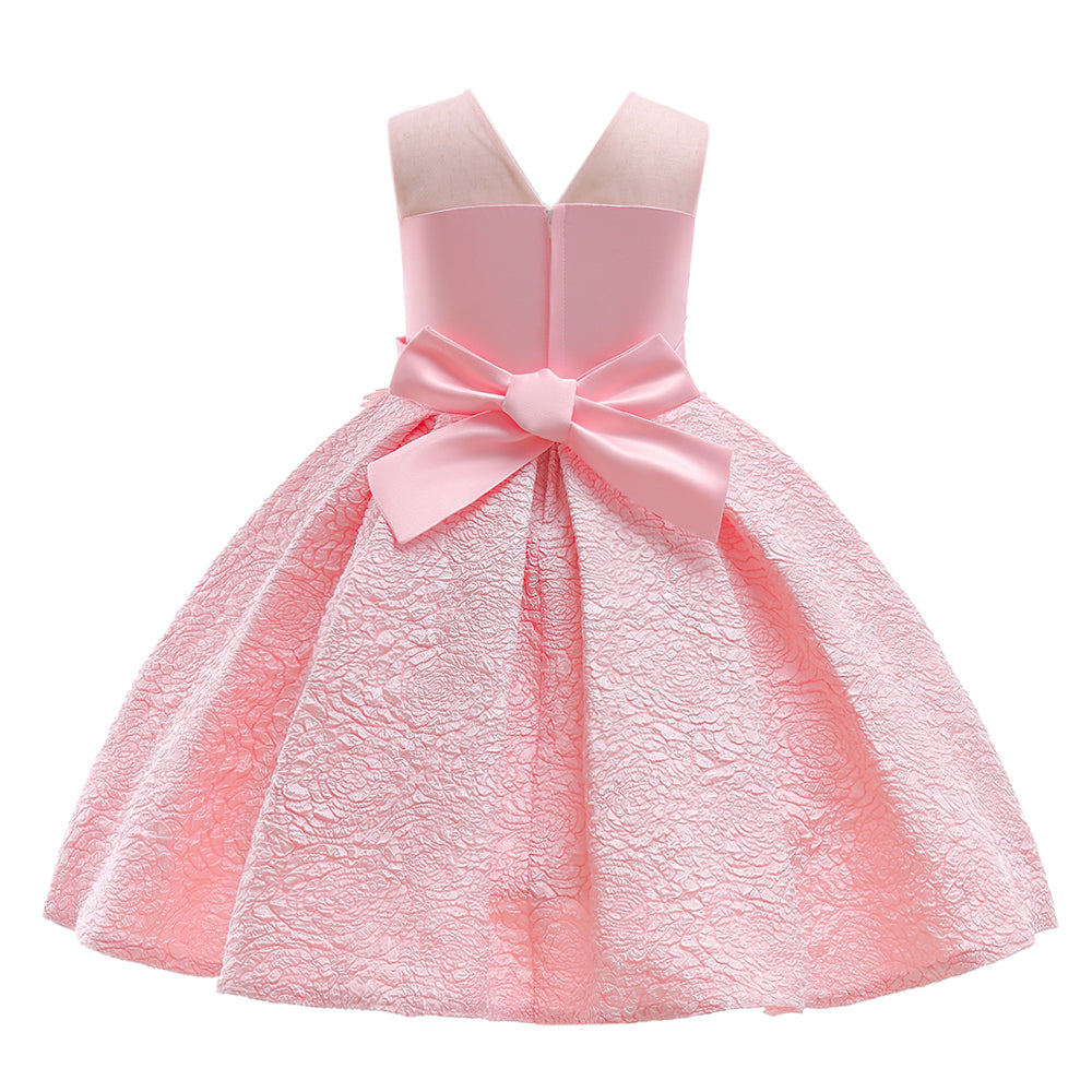 Round Neck Sleeveless Floral Embroidered Pleated Fit & Flare Dress
