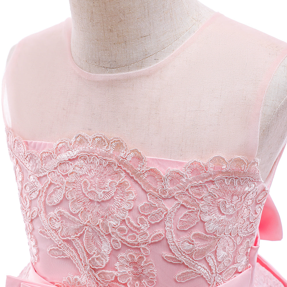 Round Neck Sleeveless Floral Embroidered Pleated Fit & Flare Dress