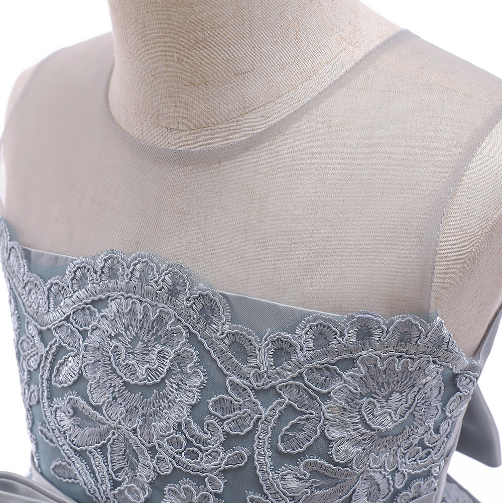 Girls Grey Self Design Fit & Flare Dress