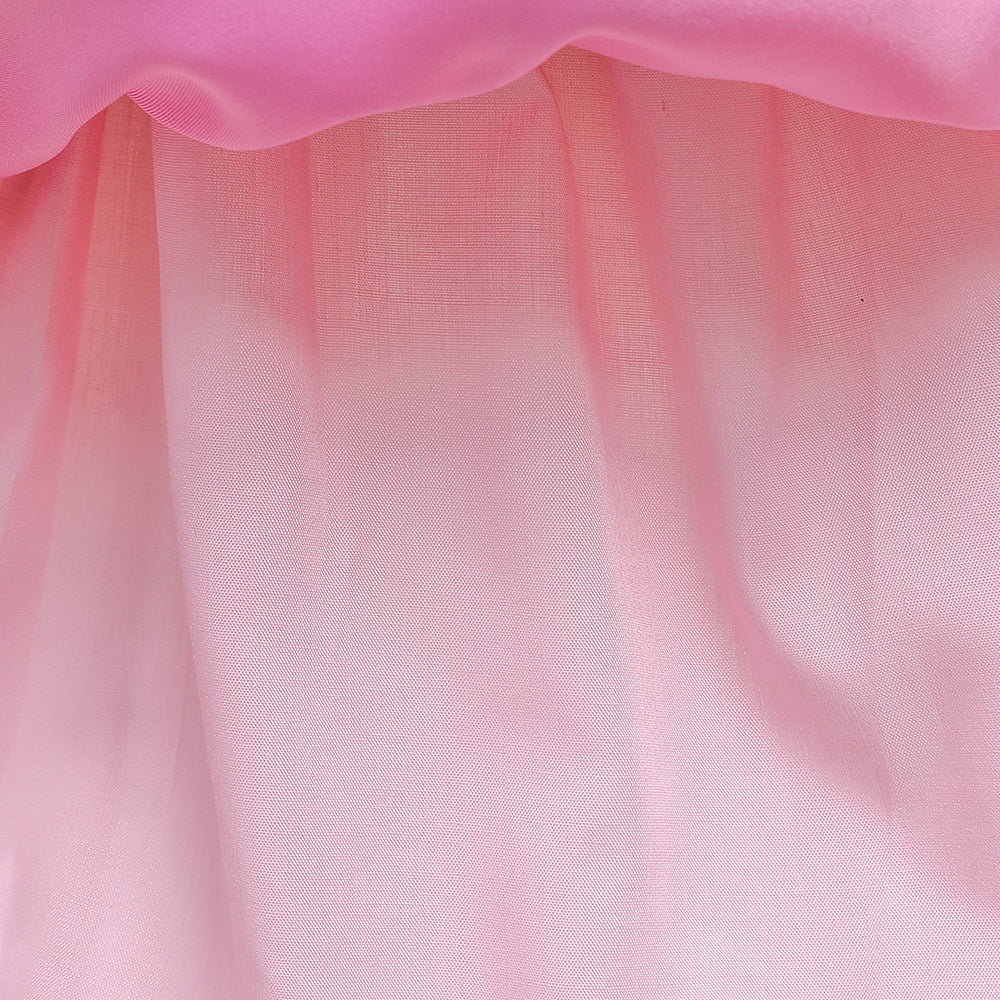 Girls Pink Embellished Layered Fit and Flare Dress