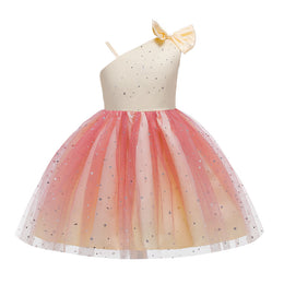 Girls Pink Colourblocked Fit & Flare Maxi Dress