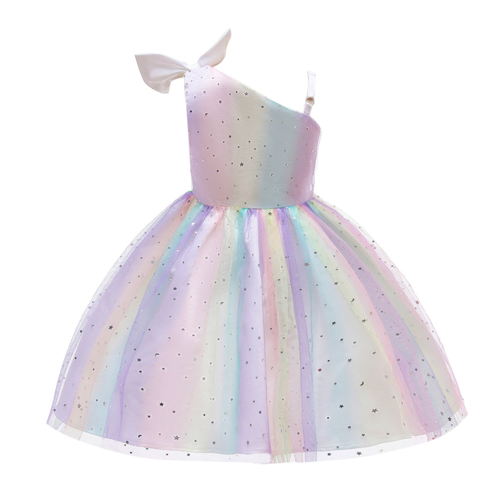 Shoulder Straps Embellished Semi Sheer Print Fit & Flare Dress