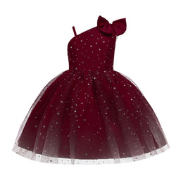 Maroon Embellished Fit & Flare Balloon Dress
