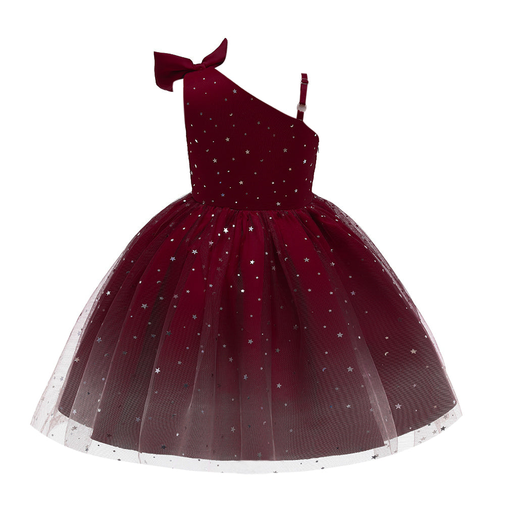 Maroon Embellished Fit & Flare Balloon Dress