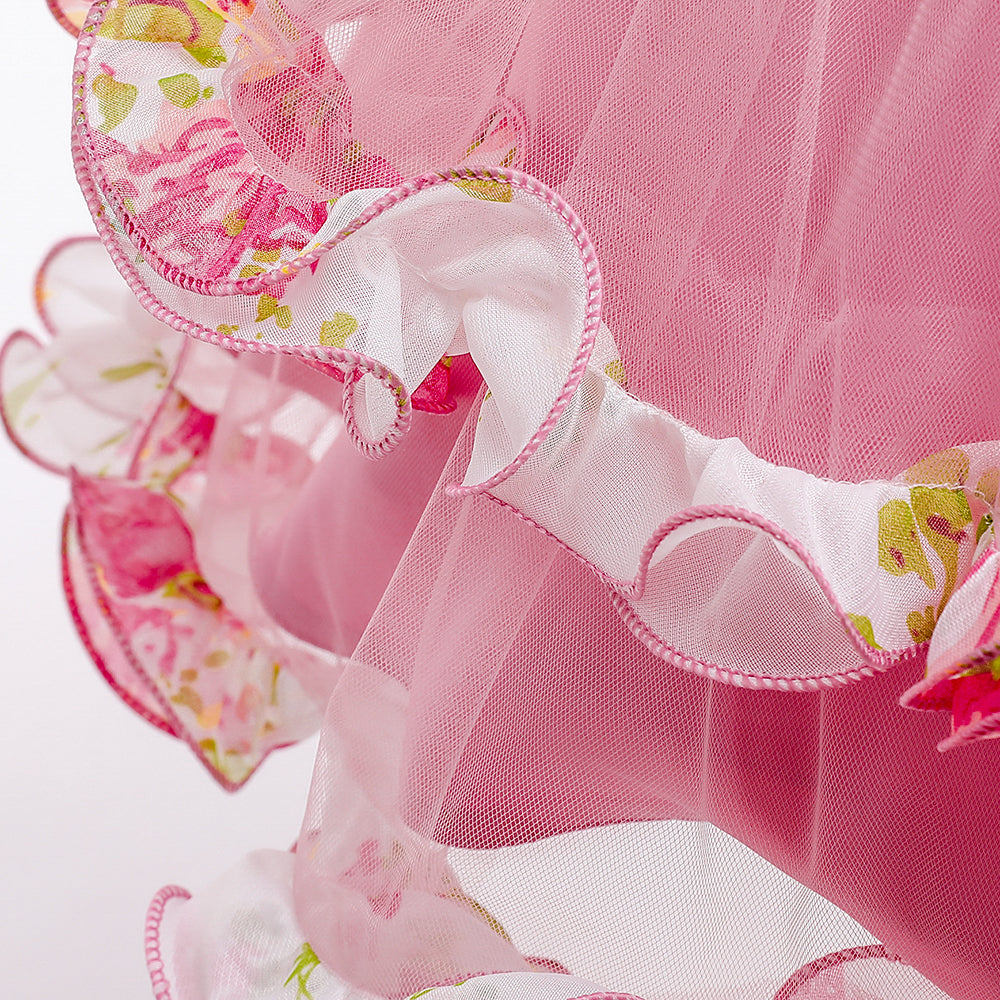 Girls Floral Self Design Fit & Flare Party Dress With Bow