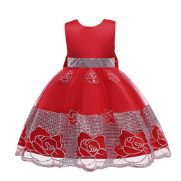 Girls Floral Embellished Fit & Flare Maxi Dress