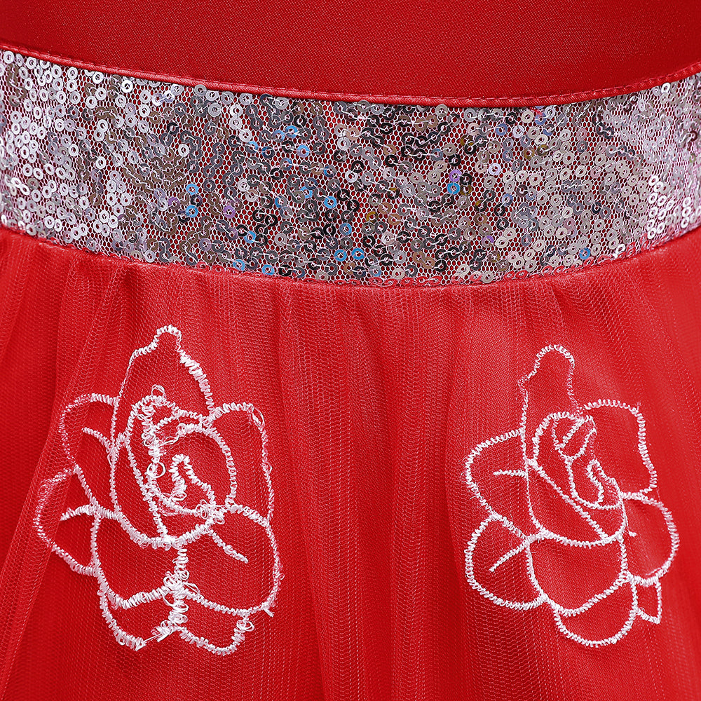 Girls Floral Embellished Fit & Flare Maxi Dress