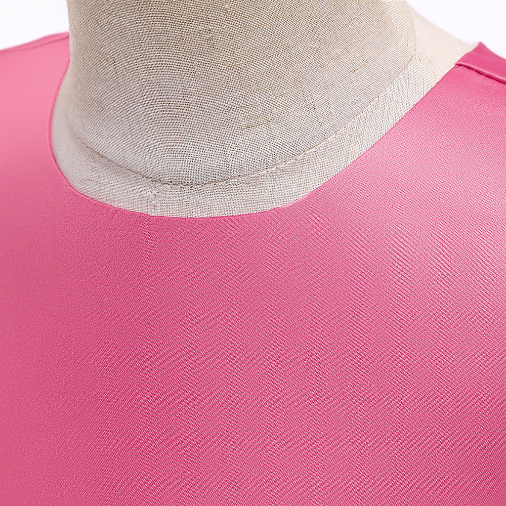 Girls Pink Round Neck Maxi Dress With Bow Detailing