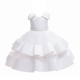 Girls White Net Balloon Maxi Dress