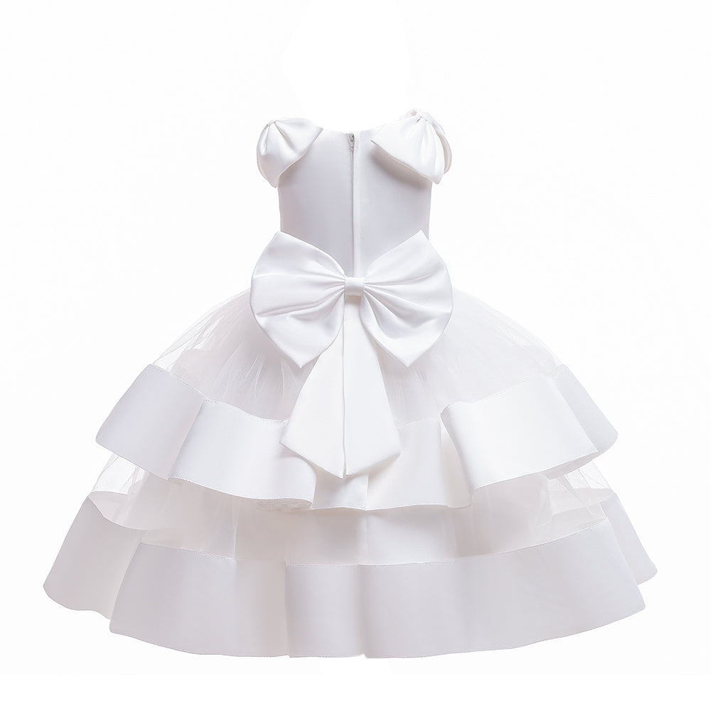 Girls White Net Balloon Maxi Dress