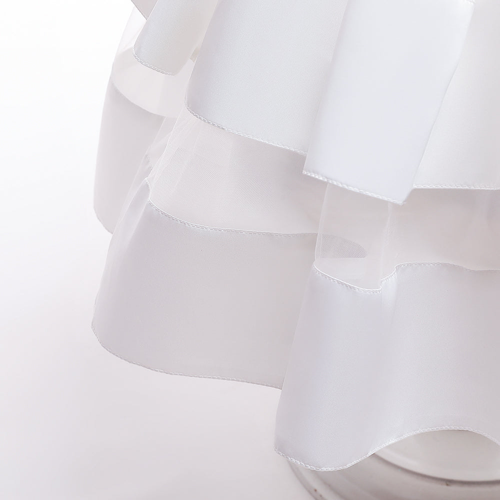 Girls White Net Balloon Maxi Dress