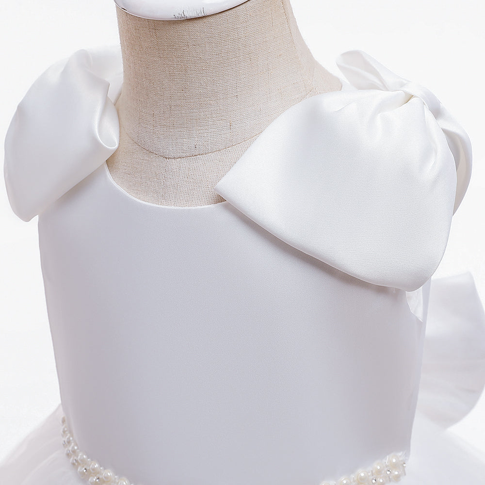Girls White Net Balloon Maxi Dress
