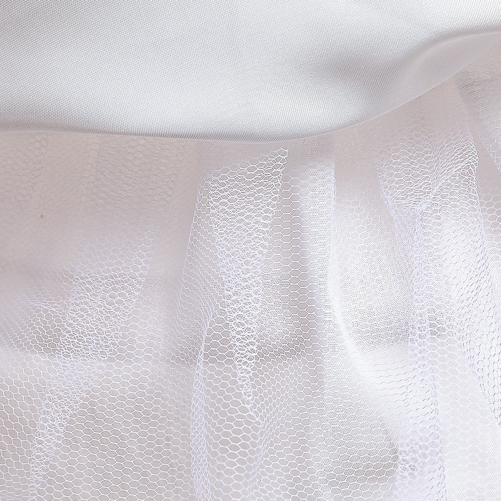 Girls White Net Balloon Maxi Dress
