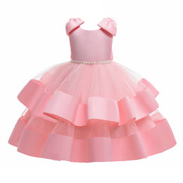 Pink Embellished Flared Bow Maxi Dress