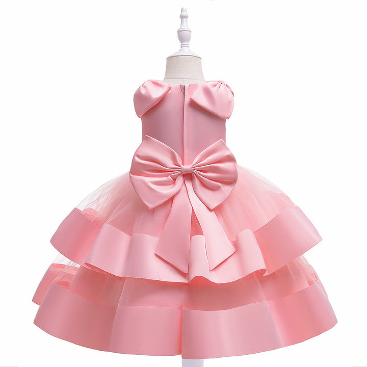 Pink Embellished Flared Bow Maxi Dress
