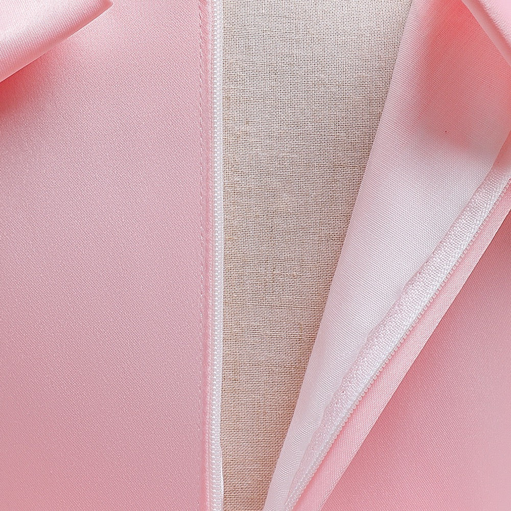 Pink Embellished Flared Bow Maxi Dress