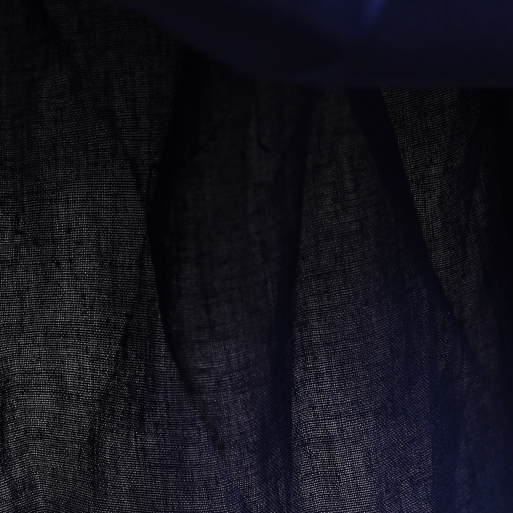 Navy Blue One Shoulder Net Fit & Flare Midi Dress