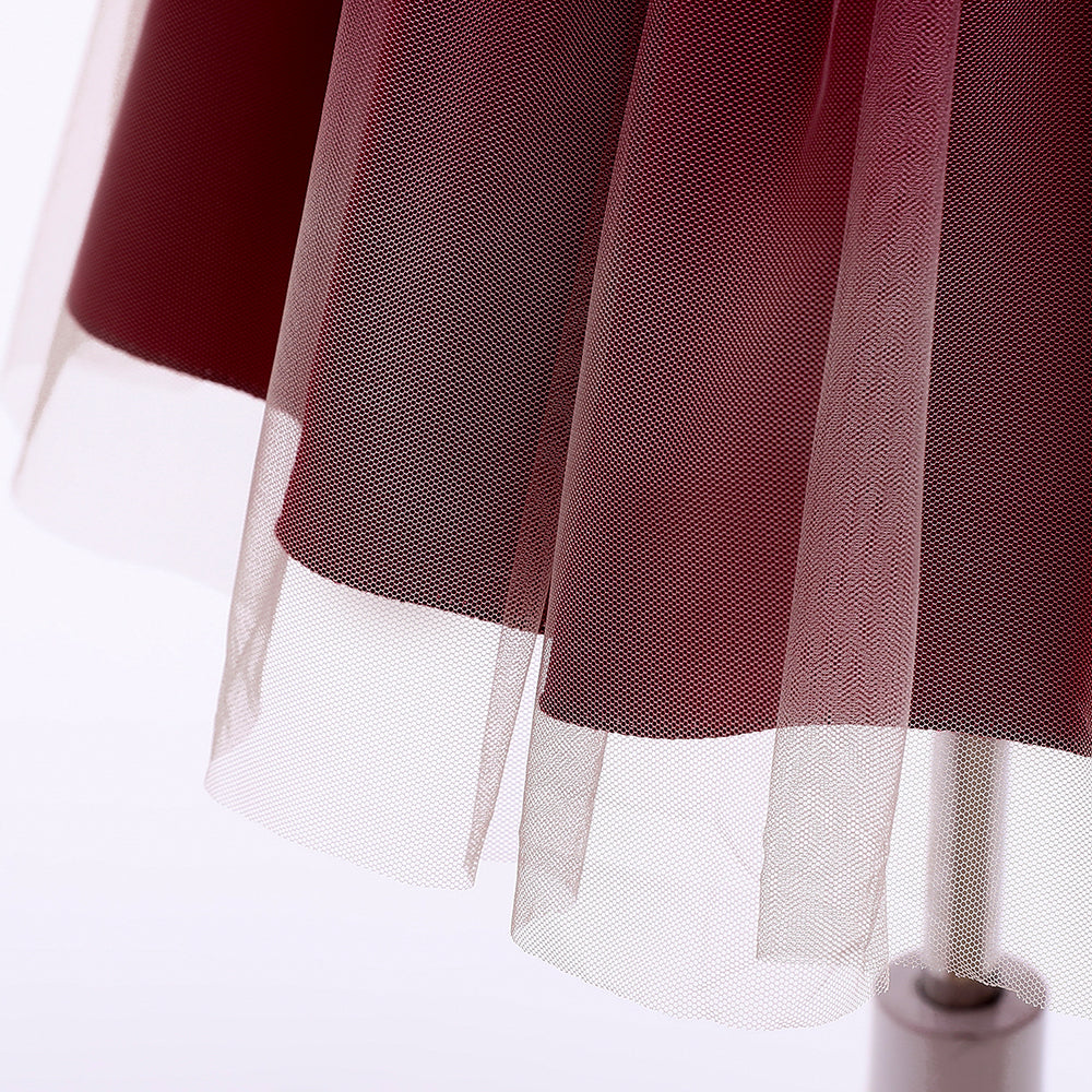 Girls Maroon One Shoulder Gathered Or Pleated Balloon Dress