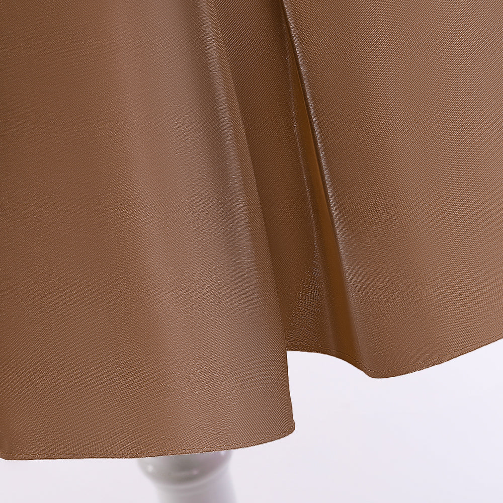 Brown Girls Embellished Pleated Detail Maxi Balloon Dress