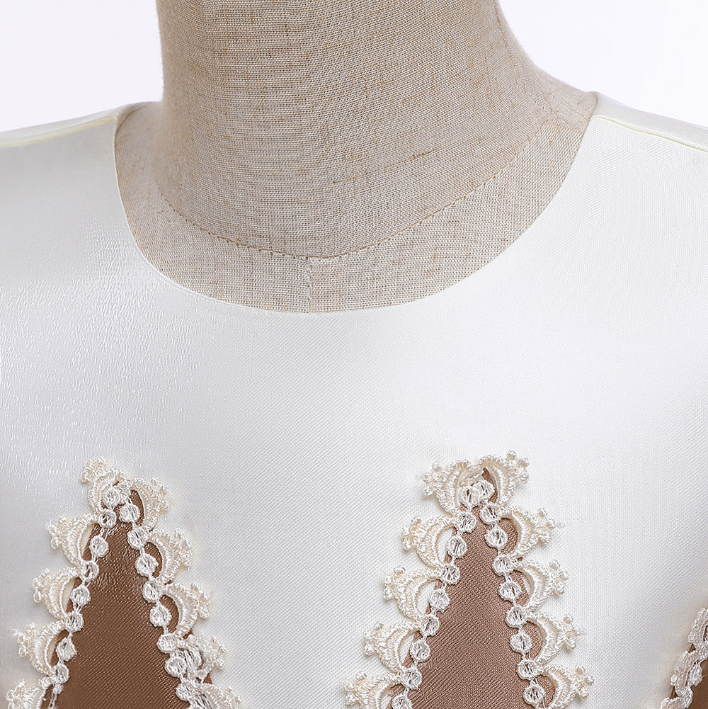 Brown Girls Embellished Pleated Detail Maxi Balloon Dress