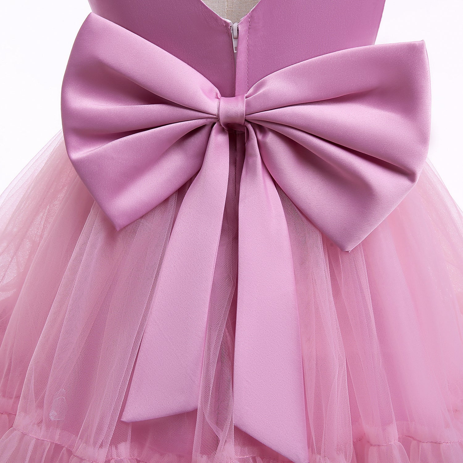 Pink Girls Flared Sleeves Bow Embellished Fit & Flare Dress