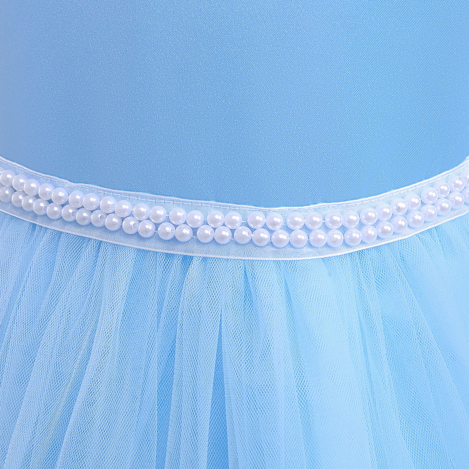 Blue Girls Round Neck Flutter Sleeves Fit & Flare Dress