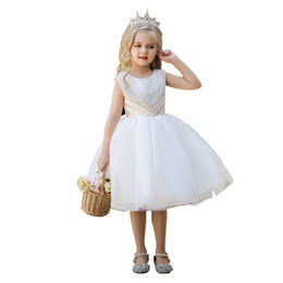 Girls White Embellished Balloon Party Dress