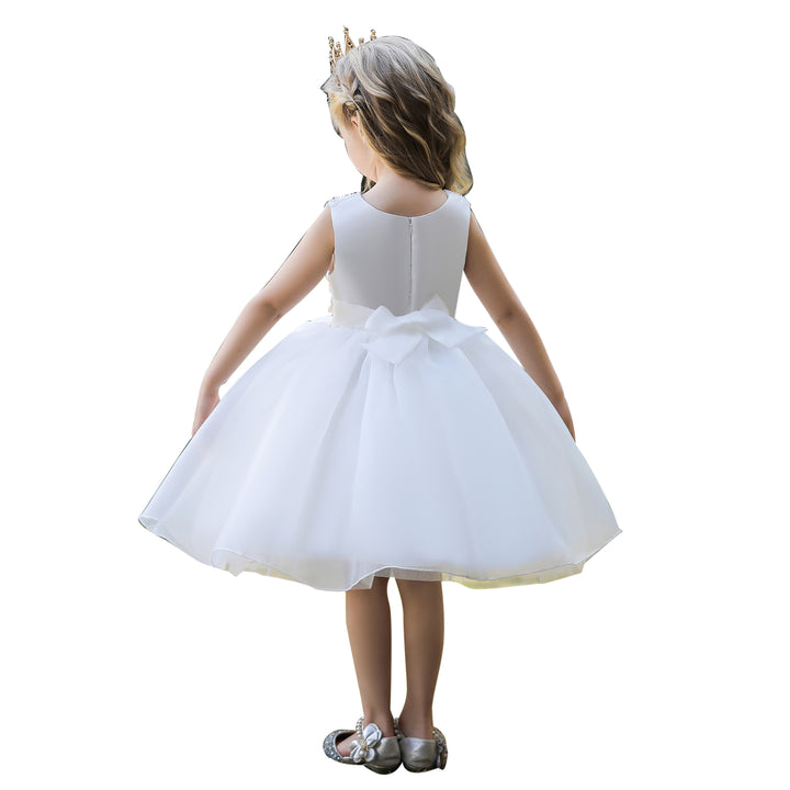 Girls White Embellished Balloon Party Dress