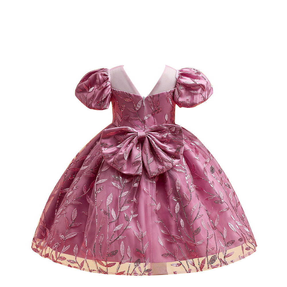 Girls Pink Embellished Sequinned Fit & Flare Maxi Dress