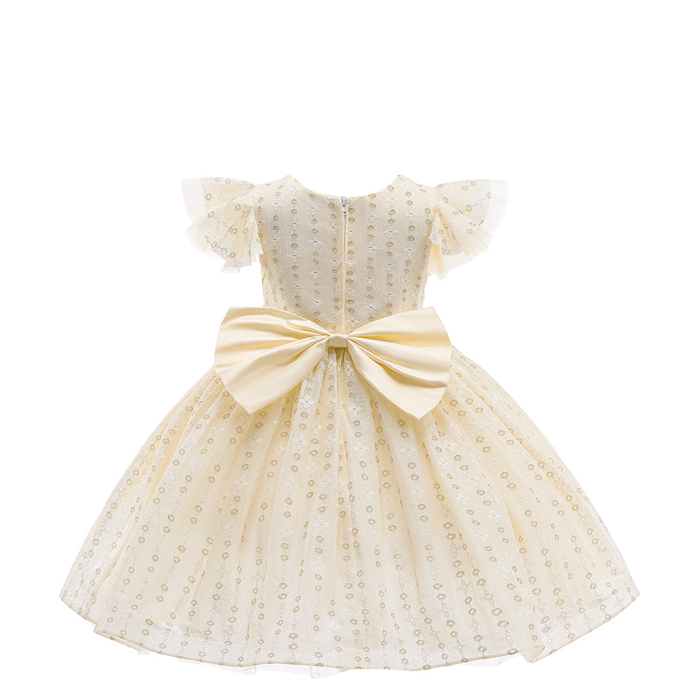 Girls Self Design Flared Sleeve Fit & Flare Dress