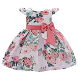 Girls Floral Print A-Line Midi Dress