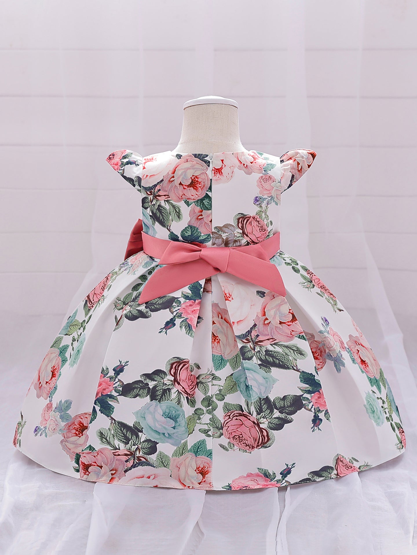 Girls Floral Print A-Line Midi Dress