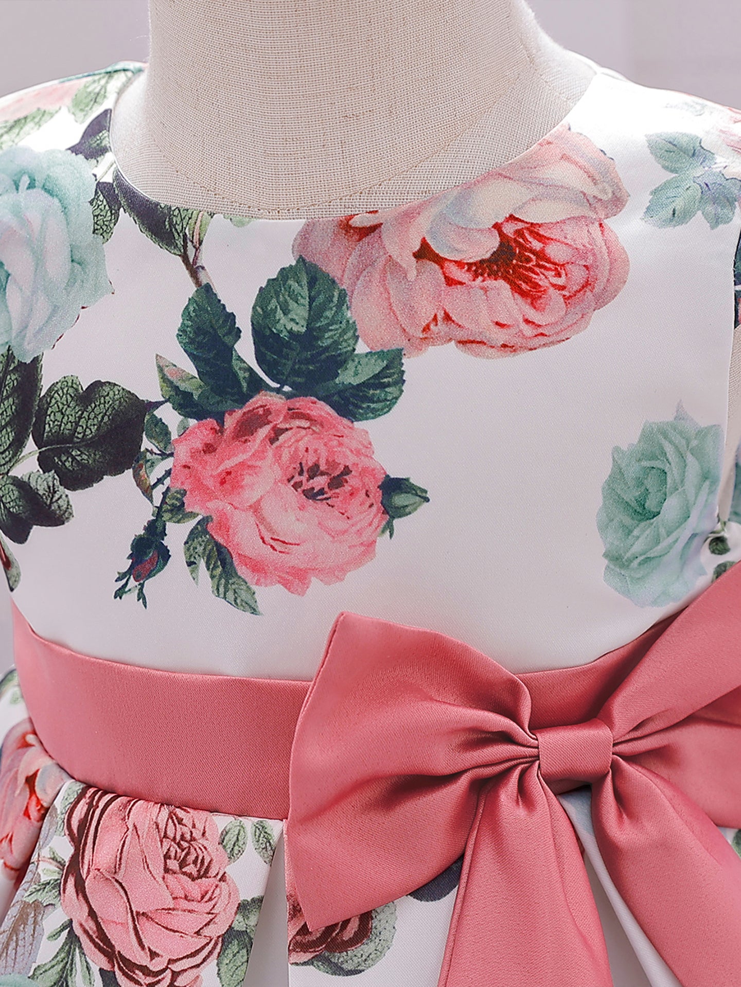 Girls Floral Print A-Line Midi Dress