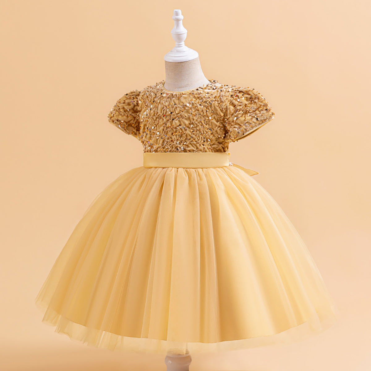 Embellished Puff Sleeve Balloon Dress