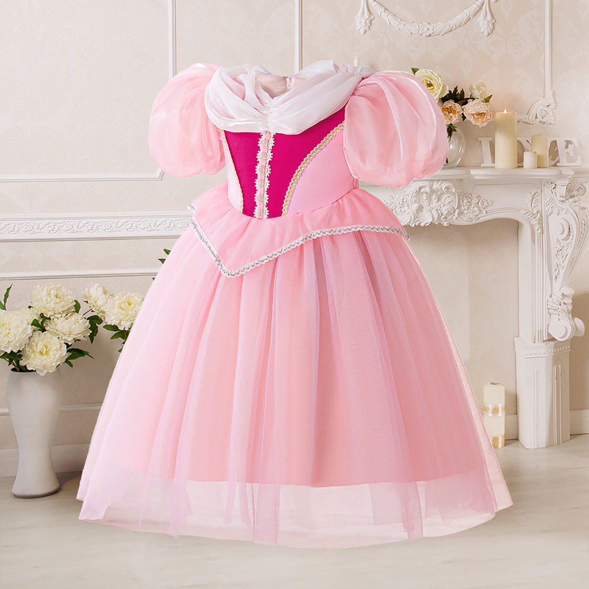 Girls Puff Sleeve Maxi Dress