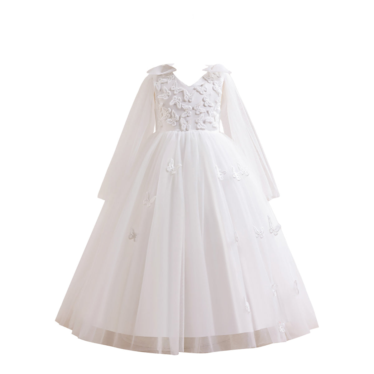 Girls V-Neck Applique Maxi Dress