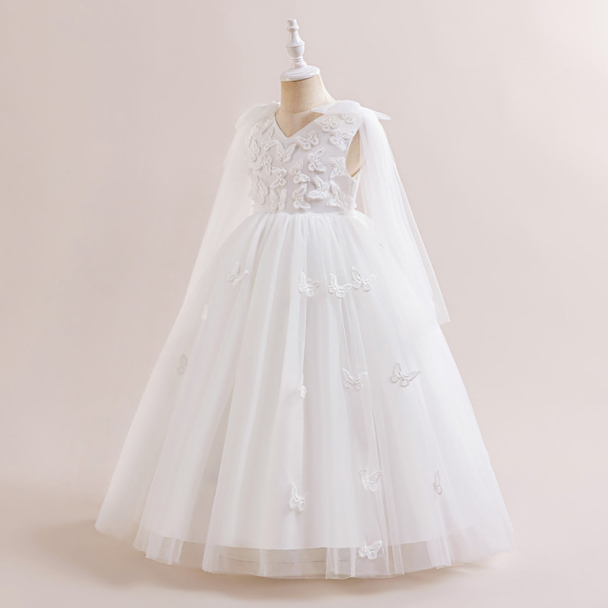 Girls V-Neck Applique Maxi Dress