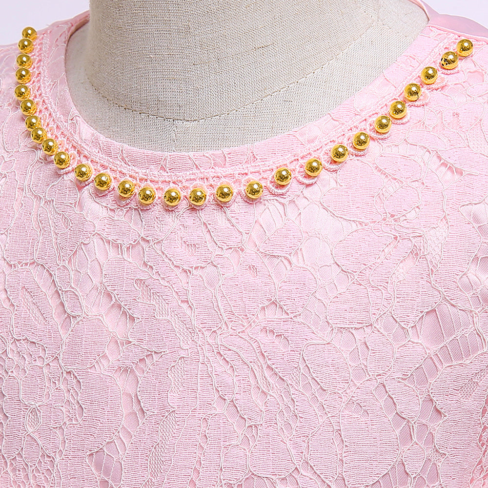 Pink & pale chestnut Embellished Maxi Dress