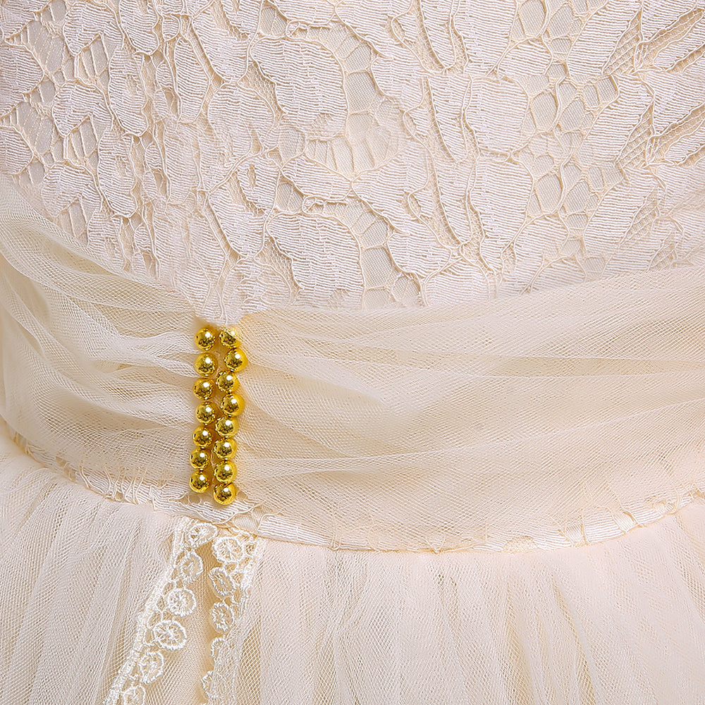 Champagne & peach blush Embellished Embroidered Maxi Dress