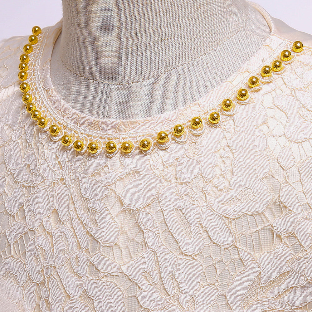 Champagne & peach blush Embellished Embroidered Maxi Dress