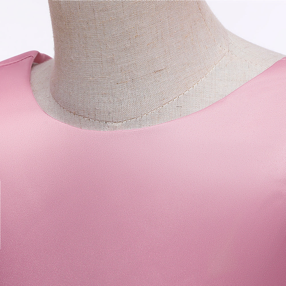 Girls Pink Round neck Short Sleeves Embellished Maxi Dress