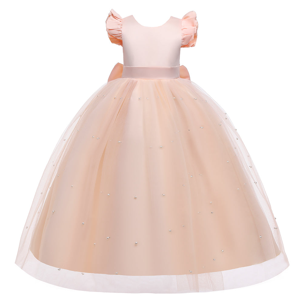 Pink Embellished Bow Detail Maxi Dress