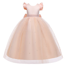 Pink Embellished Bow Detail Maxi Dress