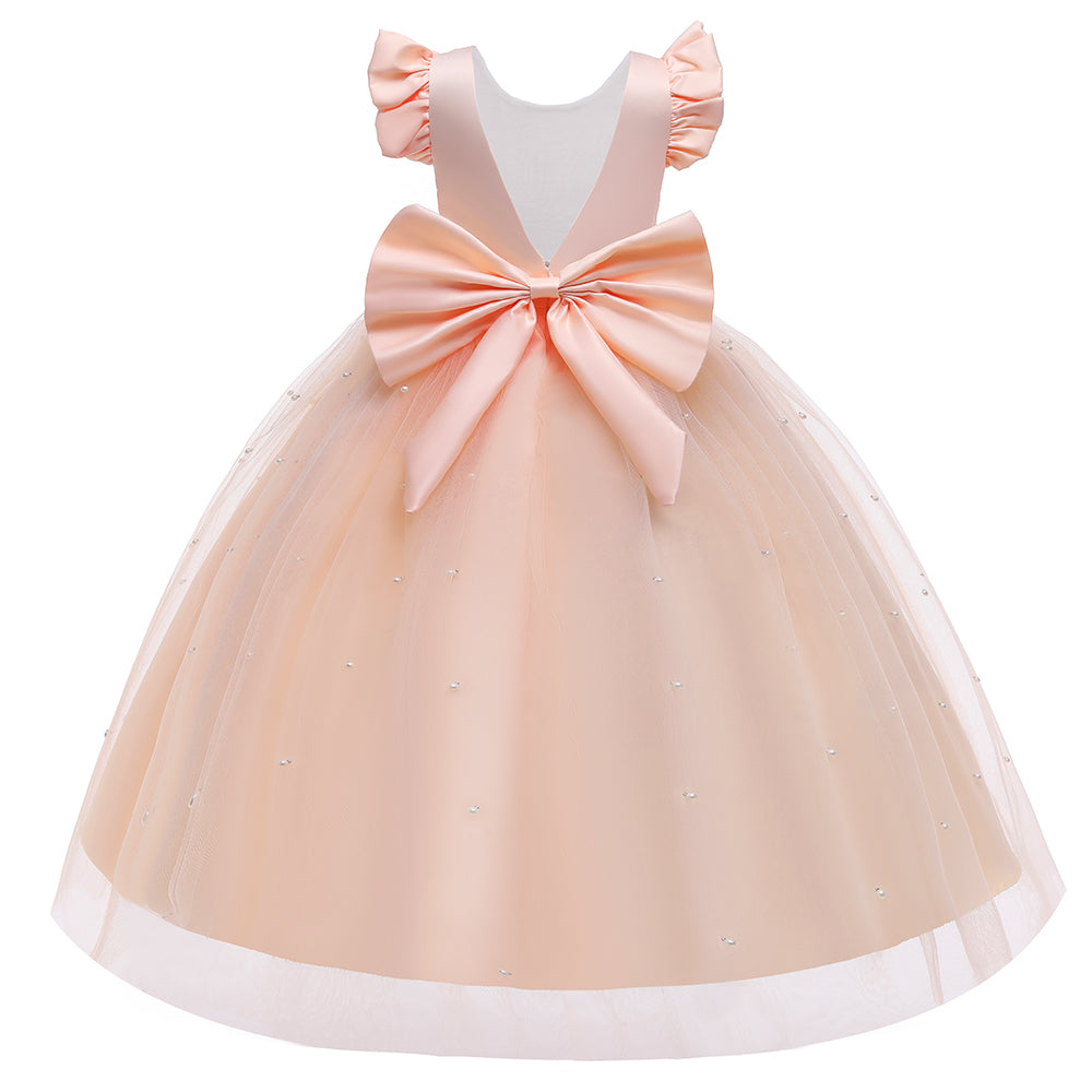 Pink Embellished Bow Detail Maxi Dress
