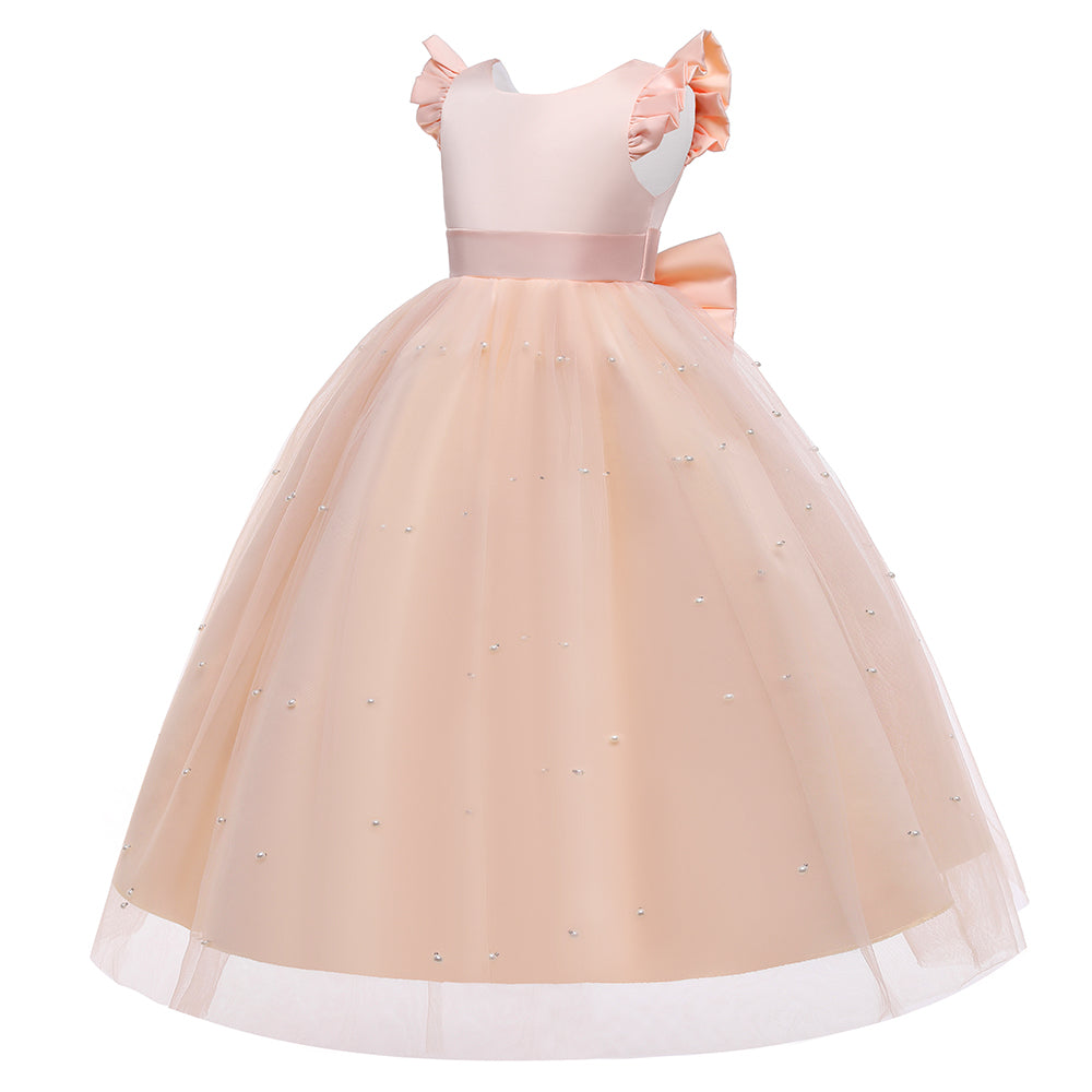 Pink Embellished Bow Detail Maxi Dress